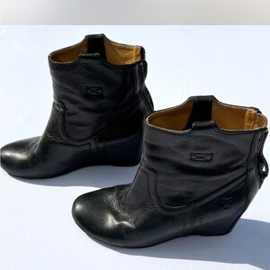 Frye Black Leather Ankle Boots